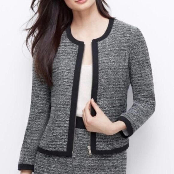 Ann Taylor Jackets & Coats Ann Taylor Zip Front Tweed Cropped Jacket Small - Picture 1 of 8